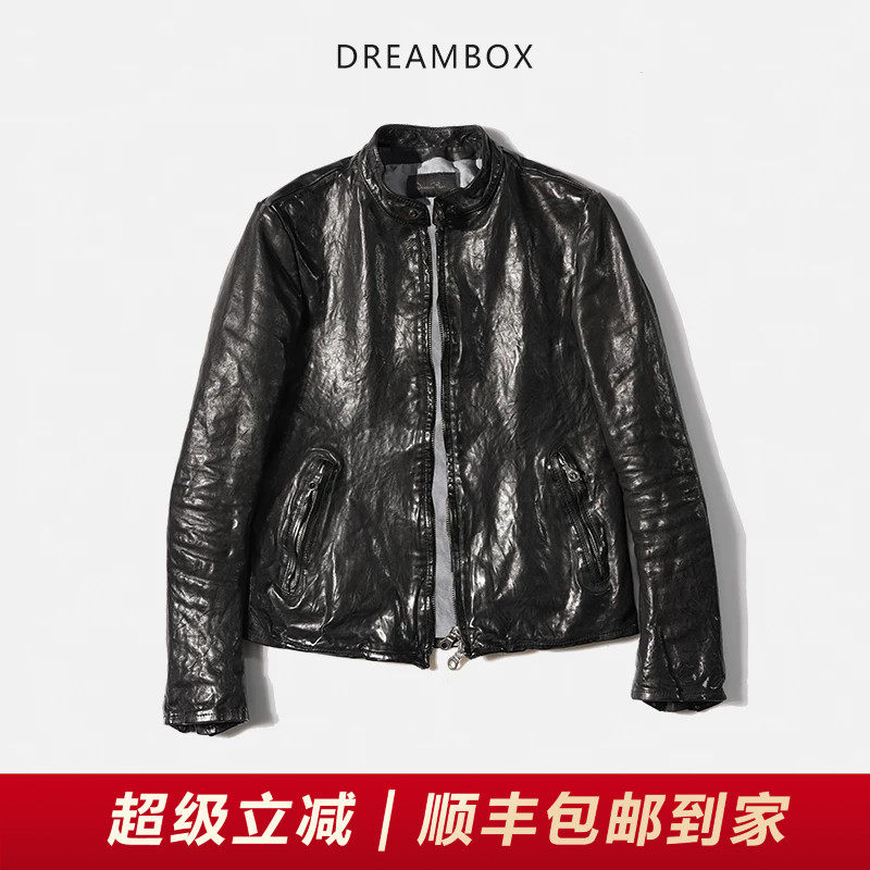 DREAMBOX钧博洗水马皮做旧经典款皮衣男痞帅机车夹克秋冬男装外套