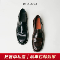 DREAMBOX钧博vibram马臀皮透气一脚蹬休闲皮鞋夏季薄款舒适乐福鞋