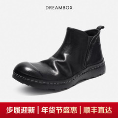 DREAMBOX钧博短靴水洗马皮手工厚底男士靴子秋冬新款百搭切尔西靴