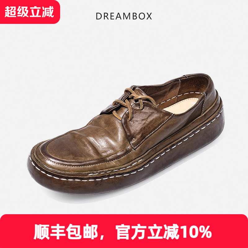 英伦复古手工大头休闲皮鞋厚底潮