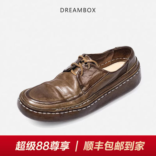 英伦复古手工大头休闲皮鞋厚底潮