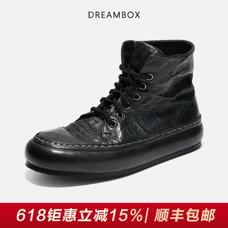 DREAMBOX钧博水洗马皮高帮鞋纯手工平底马丁靴男女款休闲短靴
