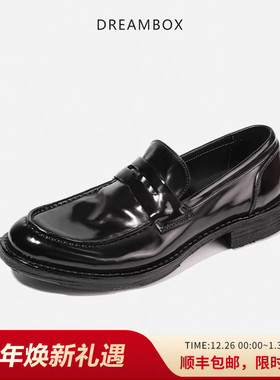 dreambox钧博vibram马臀皮纯手工乐福鞋夏季透气固特异一脚蹬皮鞋