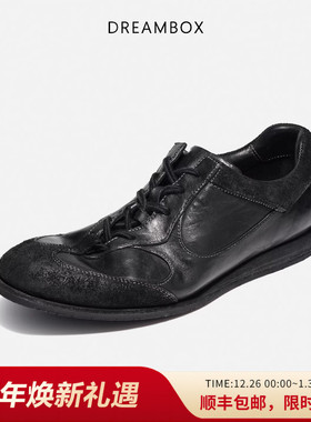 dreambox钧博水洗马皮平底休闲板鞋2025新款软底软面男士德训鞋