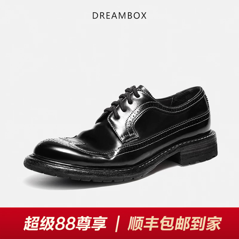 新款马臀皮布洛克雕花皮鞋图片