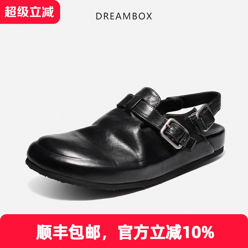 dreambox钧博重水洗马皮包头凉鞋纯手工夏季勃肯鞋男士两用凉拖