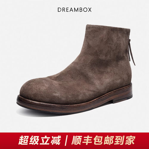 钧博石洗马皮英伦男士皮靴