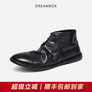 皮鞋 中帮马丁靴英伦复古工装 DREAMBOX钧博石洗马皮短靴2025新款