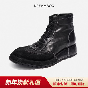 男靴 防滑厚底马丁靴水洗马皮工装 DREAMBOX钧博2025秋冬新款 高帮鞋