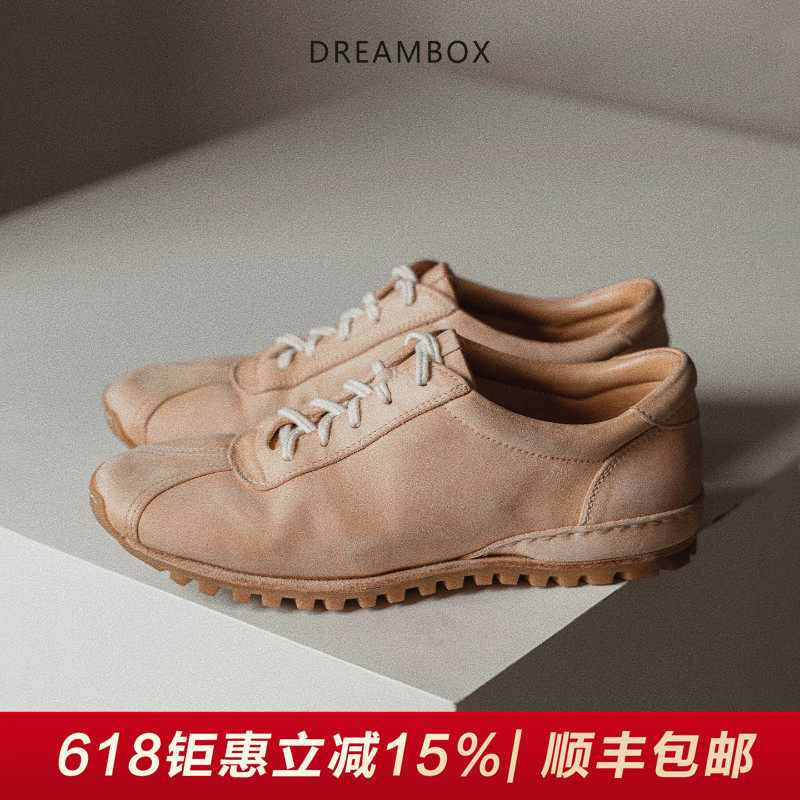 DREAMBOX钧博水洗马皮轻便德训鞋2026春季新款防滑舒适运动休闲鞋