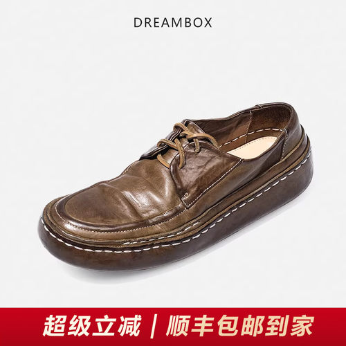 英伦复古手工大头休闲皮鞋厚底潮