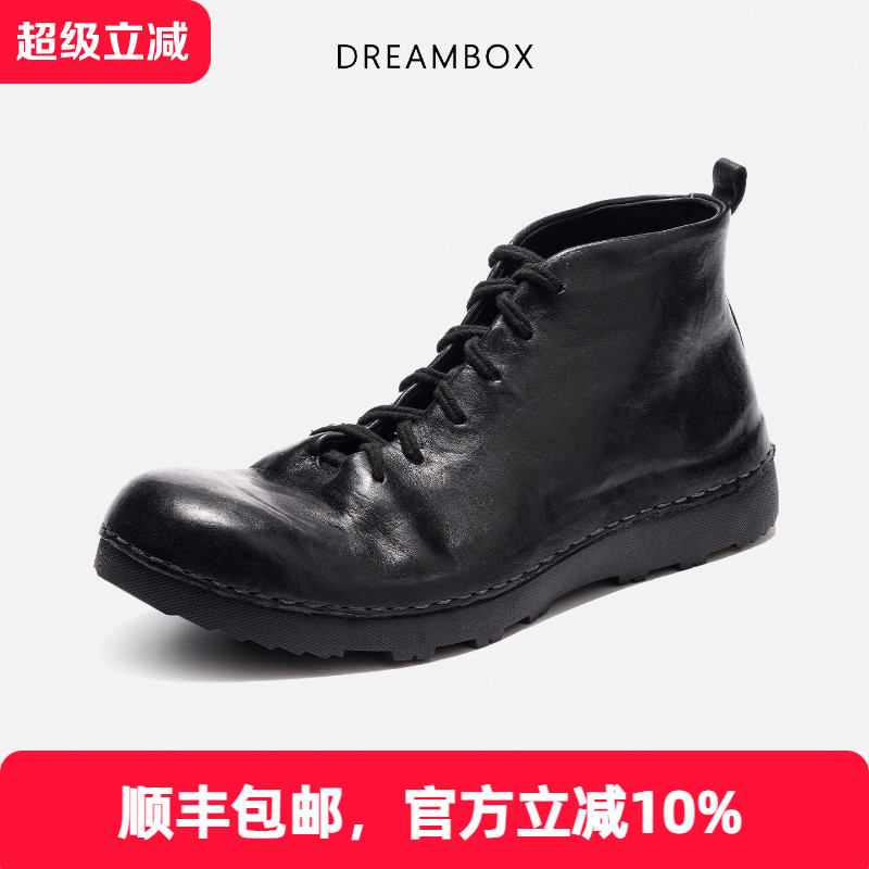 钧博水洗马皮纯手工高帮男鞋