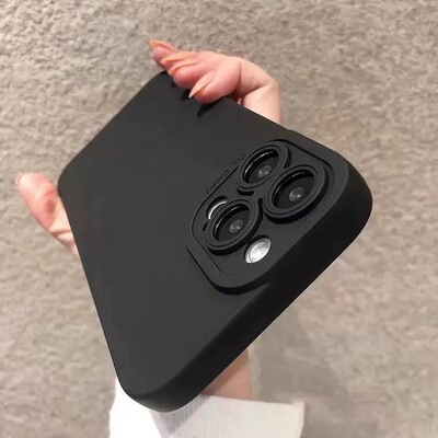 高级感纯色磨砂黑色全包壳苹果15