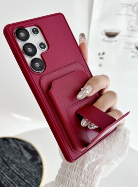 三星s25ultra手机壳卡包一体式多功能皮革适用SamsungS24FE方形隐形折叠支架GalaxyS23plus保护套A16创意女款