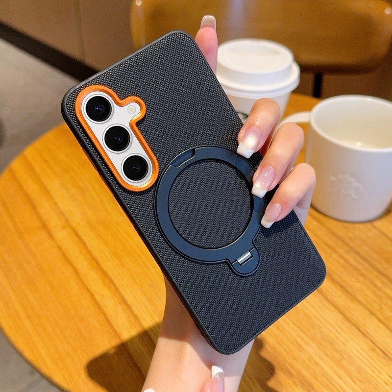 三星S24Ultra手机壳适用于新款磁吸全包防摔S24素皮保护套S24plus网红磨砂S24十旋转支架男女款金甲s25情侣款