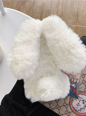 耳朵11X13ProMax卡通毛绒XR机壳兔子1216plus适用秋冬iphone15手软壳/创意毛茸茸6s立体苹果16防摔硅胶女款14