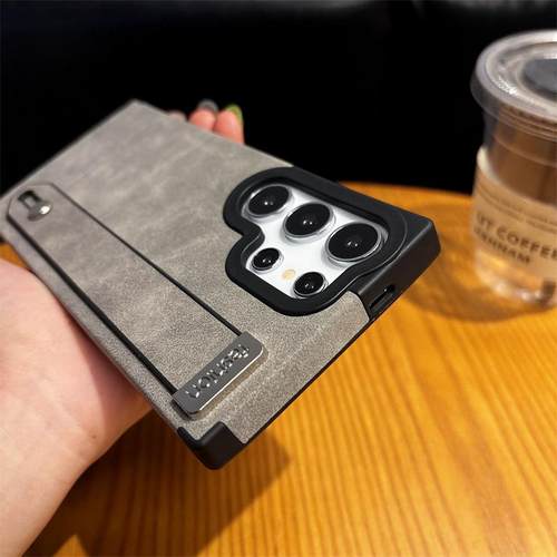 三星S25ultra翻毛皮腕带磁吸软壳