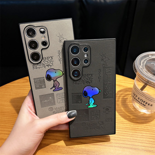 适用三星s25ultra手机壳卡通狗s25plus犬可爱s25pro镭射史努比SamsungS24 s23u防摔GalaxyS22ultra磨砂 男女款