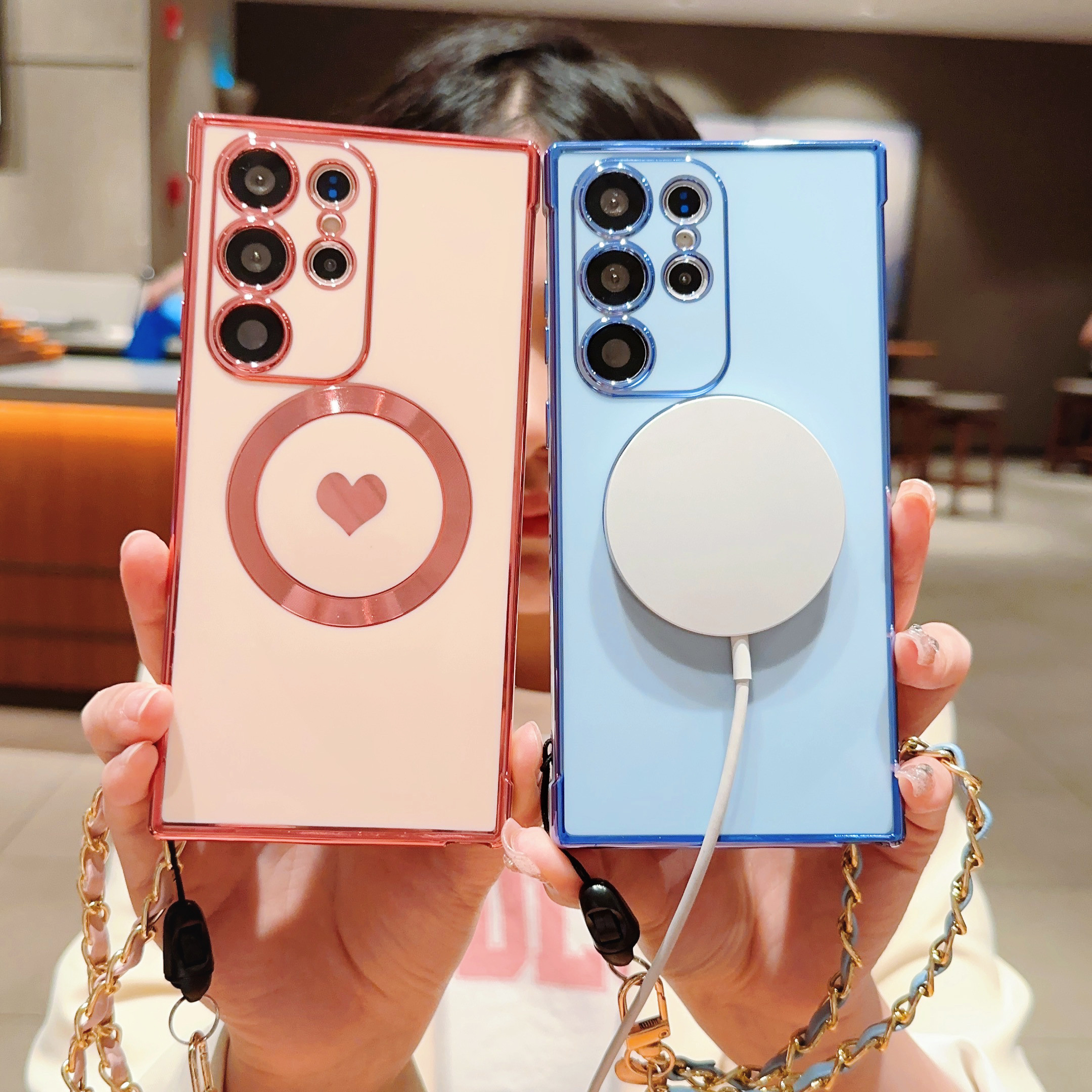 三星s25ultra手机壳磁吸硅胶粉色