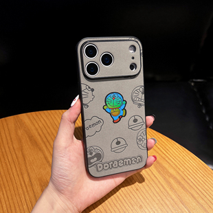 小羊皮卡通叮当猫镭射适用iPhone17promax手机壳17Air苹果16可爱15plus防摔14Pro高级感13渐变12男女11保护套