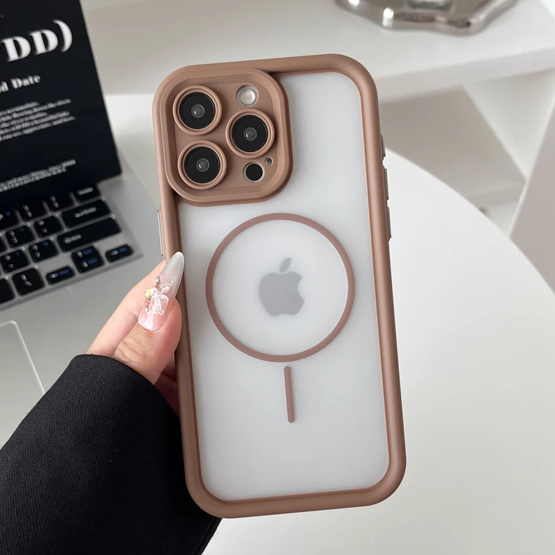 天眼二合一抗指纹适用于iphone16promax手机壳苹果15磨砂细磁吸11超薄肤感防摔14边框散热保护套13纯色12创意