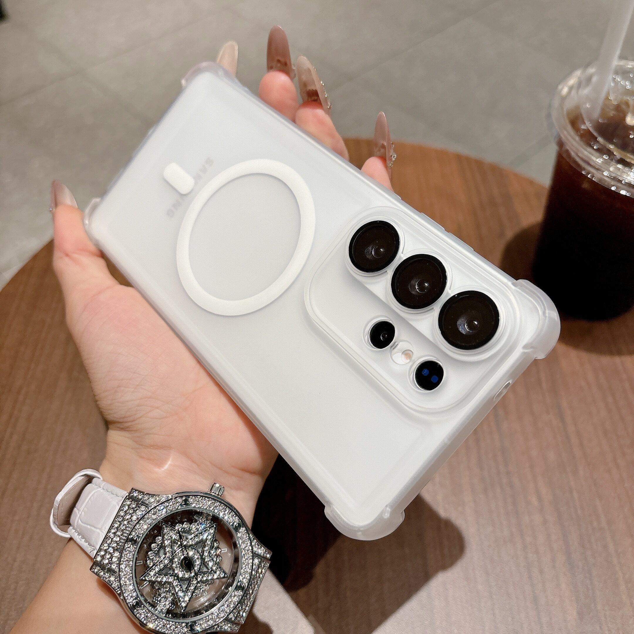 冰雾四角磨砂防摔TPU软壳适用三星S26Ultra手机壳s26软壳款S25Plus磁吸充电S24自带镜头膜S23Ultra保护套男女