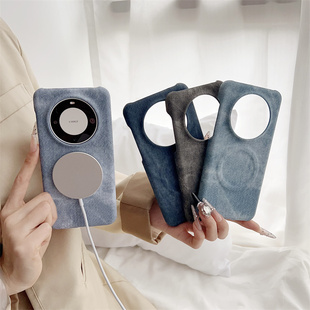 外壳 p70Pro 适用华为mate60Pro手机壳新款 mate60磁吸半包防摔保护套HUAWEI高级感Mate70牛仔布纹p70ultra男款