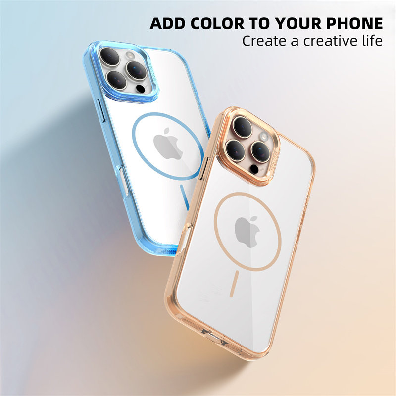 【冰晶透明】超薄不发黄适用iPhone16promax手机壳15大孔防摔14plus简约13细圈磁吸12Pro硬壳11女款16E保护套