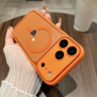 彩盾磁吸苹果17Pro透明硅胶手机壳适用于iPhone17promax无线充电橙色简约保护套16灰色防摔15pro镜头全包女款