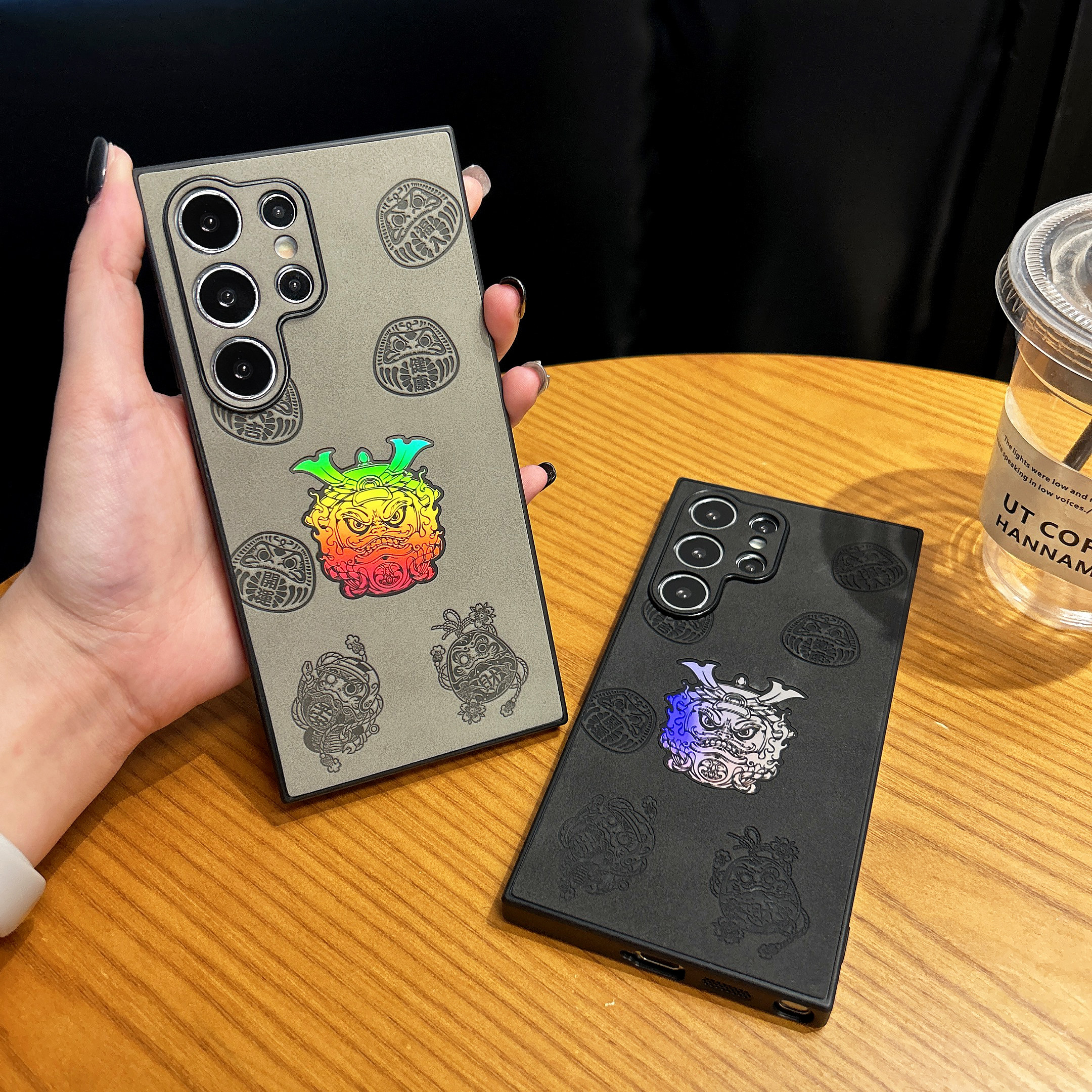 三星s25ultra镭射日式达摩手机壳适用SamsungS24PLUS防摔s23ULTRA情侣s25edge简约GalaxyS22U高级感S25+卡通