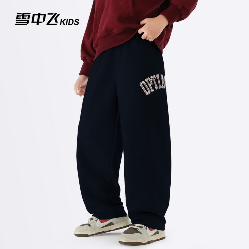 雪中飞kids童装2026年新款秋季儿童中大童时尚休闲舒适刺绣裤子