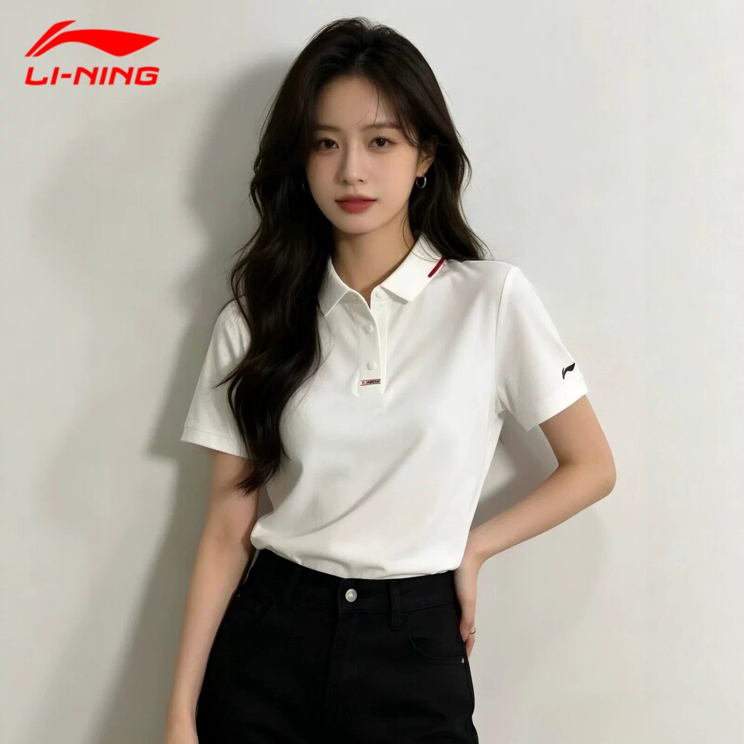 李宁冰丝速干POLO衫女2026夏季新款凉感运动训练T恤白色透气短袖