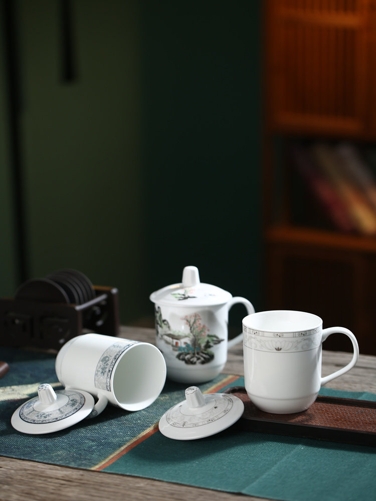 景德镇陶瓷茶杯会议带把手