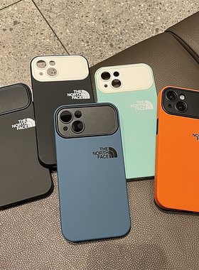 ins拼色大视窗简约适用苹果12pro手机壳8plus潮牌15北面男女xsmax/iPhone14二合一11硬16直边13液态防摔加厚x