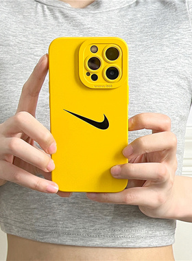夏日黄色16适用苹果14pro手机壳8plus潮牌13Nike男女xsmax/11硅胶情侣12软15TPU硅胶防摔保护套超薄软壳
