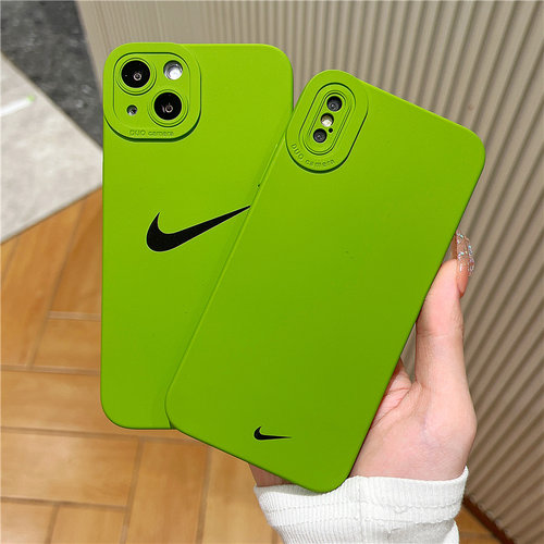 芥末绿16适用iphone13pro max苹果17nike手机壳11液态硅胶加绒软12潮牌男女15小清新xsmax软壳14plus防摔抗摔 - 封面