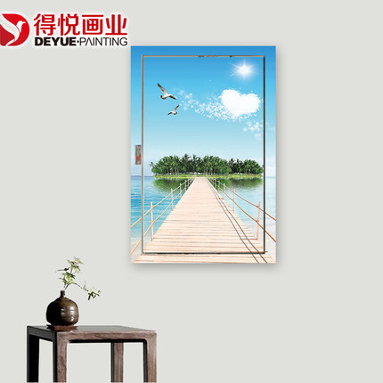 定制海景竖版电表箱贴画消防栓遮挡装饰画自粘配电箱贴纸弱电箱