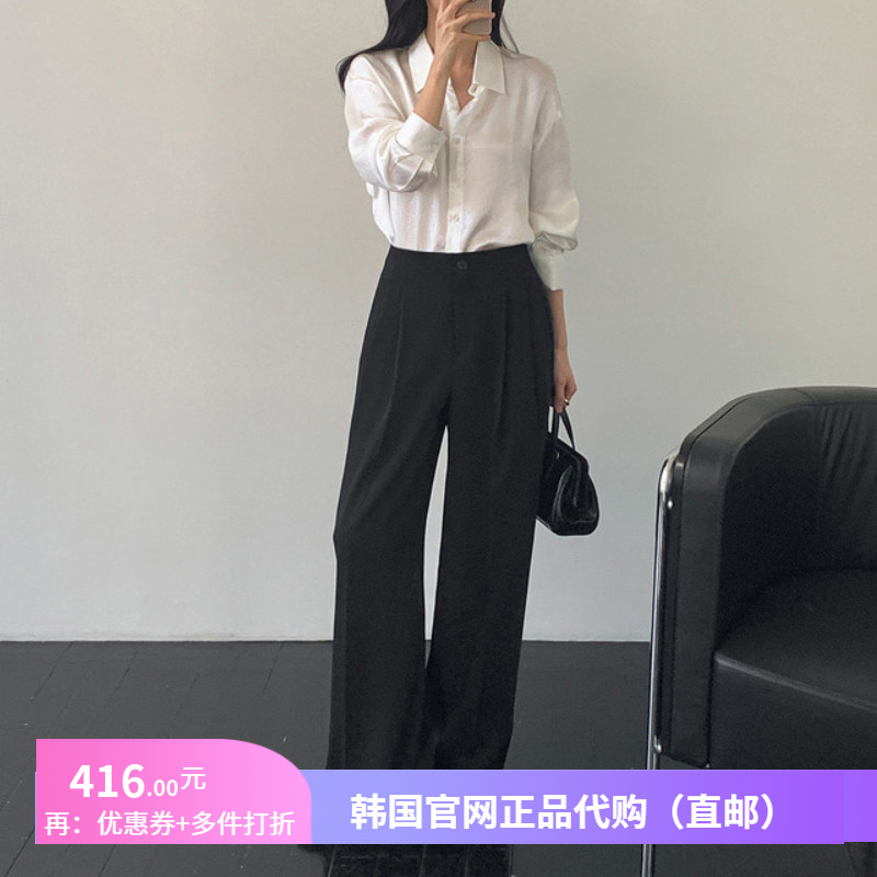 2025春秋高级感ol通勤气质西裤女benito韩国代购宽松显瘦直筒长裤
