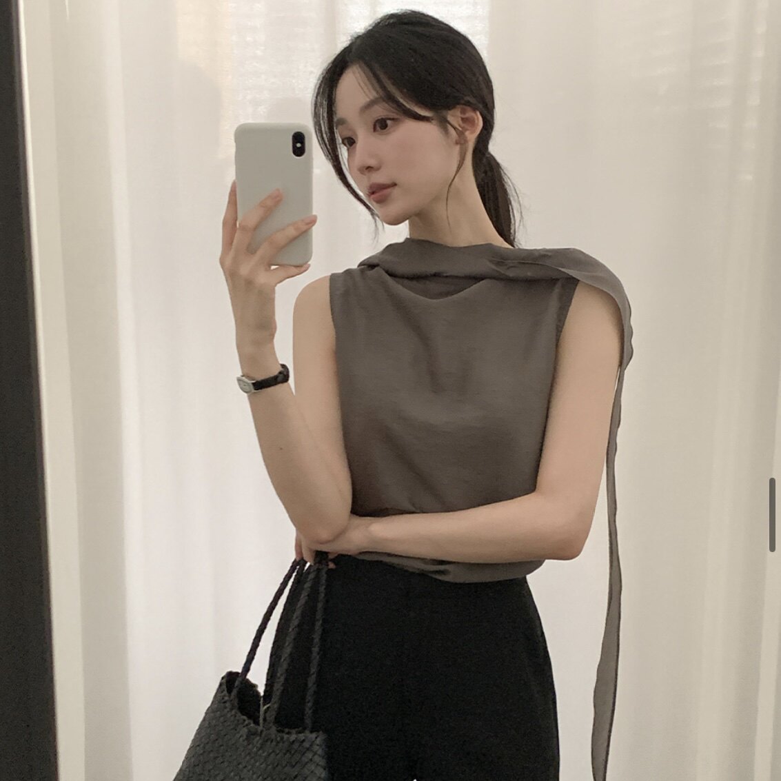 韩国正品设计感衬衫长袖女式reine官网代购夏季薄款舒适上衣