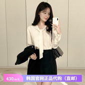 长袖 韩式 女reine正品 26春秋优雅飘带v领衬衫 韩国代购 打底外穿上衣