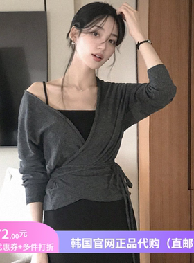 25秋冬高级感v领针织衫收腰女装reine正品韩国代购慵懒风好看上衣