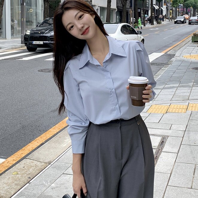 25春秋韩式衬衫泡泡长袖女装attrangs正品韩国代购通勤办公室上衣