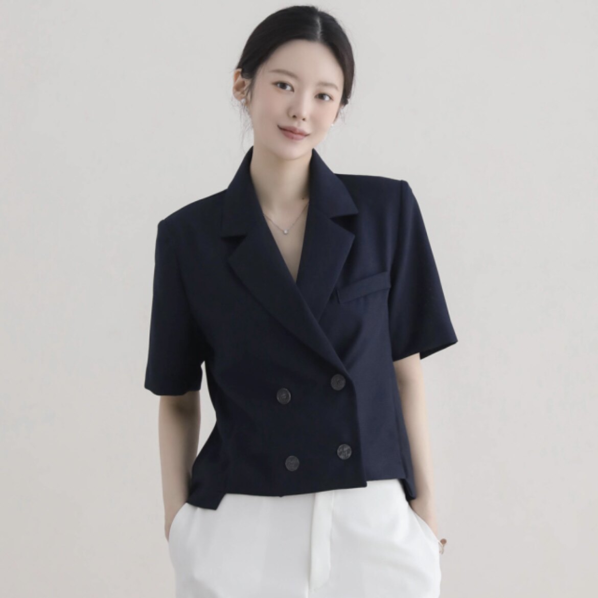 韩国正品高档小西装外套双排扣女arima代购夏季穿搭通勤气质上衣