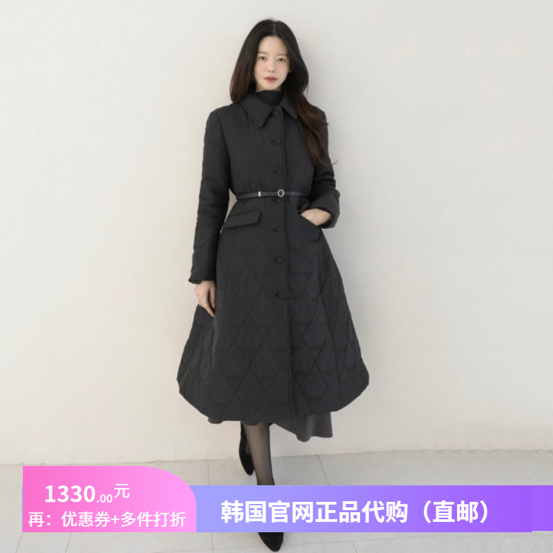 冬季时尚韩式棉服外套a字版女arima正品韩国代购收腰显瘦黑色大衣
