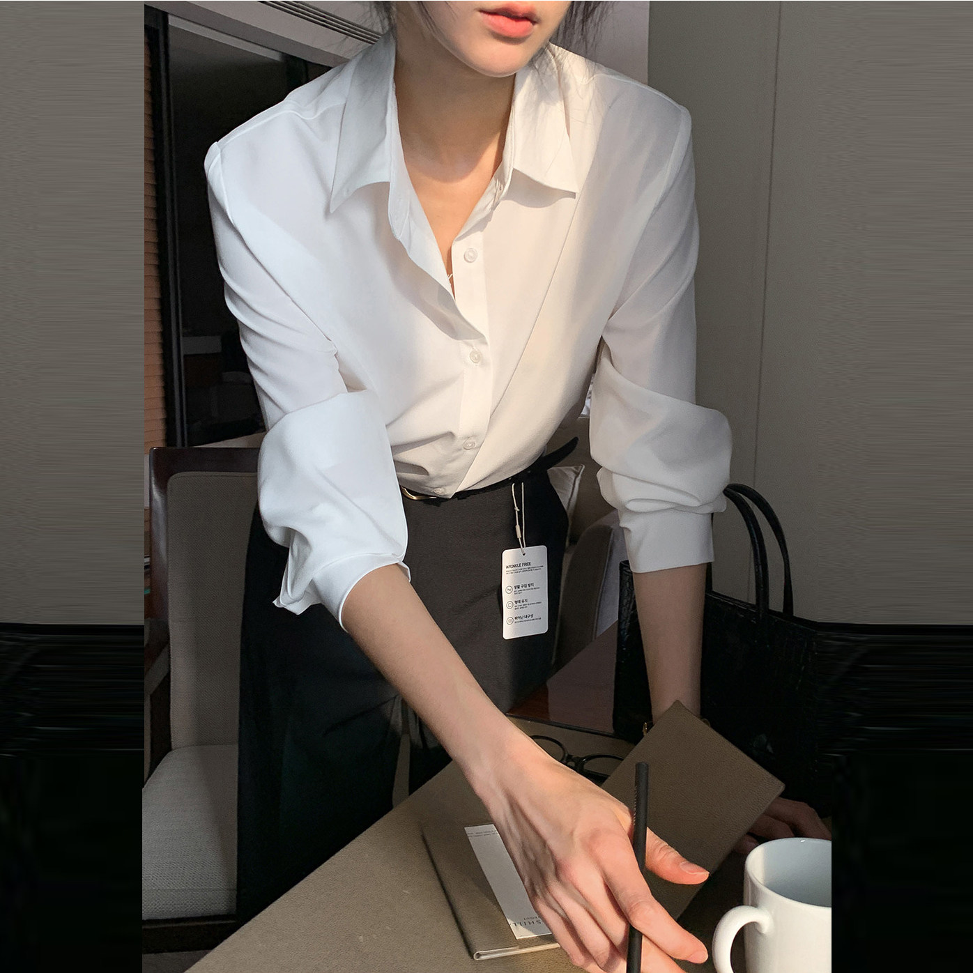 韩国代购白色衬衫ol通勤长袖女式