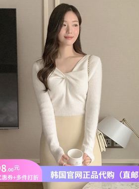 25春秋冬软糯v领针织衫外穿女装reine正品韩国代购设计感漂亮毛衣