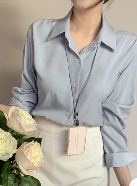 25春秋工作天蓝色衬衫长袖韩国代购fromdayone新款高级感上衣通勤