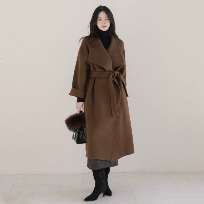 高档奢华羊毛呢大衣毛呢外套女正品韩国代购25冬季时尚大牌设计感