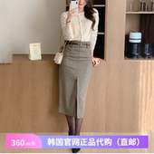 春季 裙 包臀西装 气质ol职业半身裙性感前开叉中长款 reine韩国代购