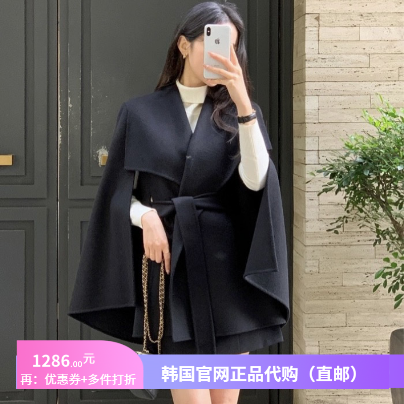 时尚设计感A字版羊毛呢外套加厚内胆女attrangs韩国代购斗篷大衣